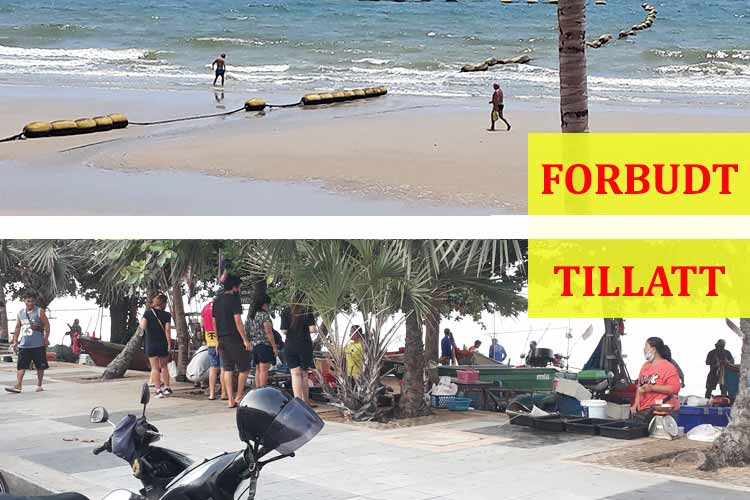 Turister f&aring;r ikke oppholde seg p&aring; strendene i Pattaya, mens de som selger fersk fisk p&aring; de samme strendene f&aring;r holde p&aring; &ndash; med munnbindet under haken.